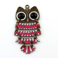 Zinc Alloy Animal Pendants, Owl, antique bronze color plated, for woman & enamel, lead & cadmium free Approx 3mm 