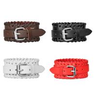 cuir de peau de vache bracelet, avec alliage de zinc, Placage de couleur argentée, Double couche & durable & unisexe, plus de couleurs à choisir, 33mm Environ 18 pouce, Vendu par PC