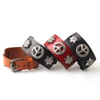 Cowhide Bracelet, with Zinc Alloy, antique silver color plated, durable & Unisex & adjustable 30mm Approx 10 Inch 