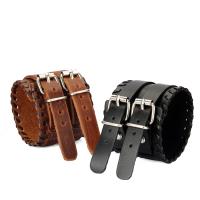 Cowhide Bracelets, with Zinc Alloy, silver color plated, durable & for man 55mm Approx 11 Inch 