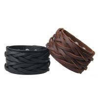 Bracelets de cuir de vachette, cuir de peau de vache, avec alliage de zinc, Placage de couleur argentée, durable & unisexe, plus de couleurs à choisir, 40mm Environ 9 pouce, Vendu par PC