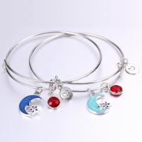 Brazalete de Aleación de Zinc, con Cristal & resina, chapado en color de plata, ajustable & para mujer, diámetro interior:aproximado 63mm, Vendido por UD