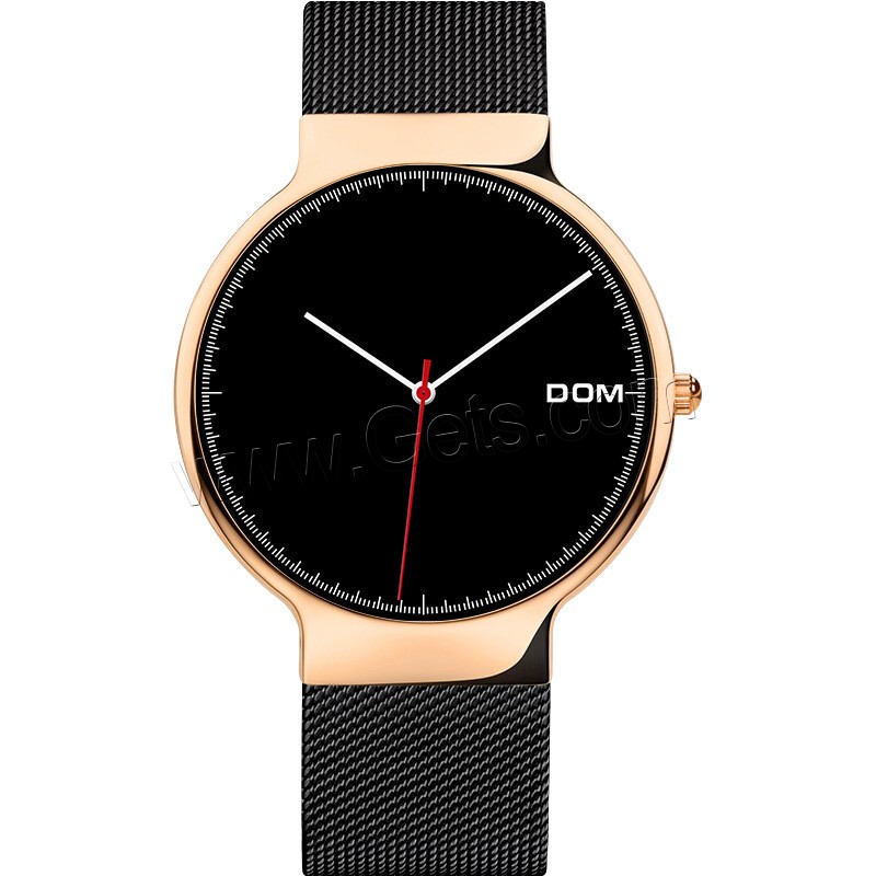 DOM® Collection de montres, acier inoxydable, avec verre & alliage de zinc, mouvement japonais, Placage, Résistant à l’eau de vie & unisexe & normes différentes pour le choix & pour le couple, plus de couleurs à choisir, Vendu par PC