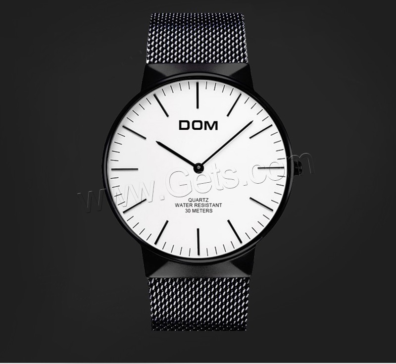 DOM® Collection de montres, acier inoxydable, avec verre & alliage de zinc, mouvement japonais, Placage, Résistant à l’eau de vie & unisexe & normes différentes pour le choix & pour le couple, plus de couleurs à choisir, Vendu par PC