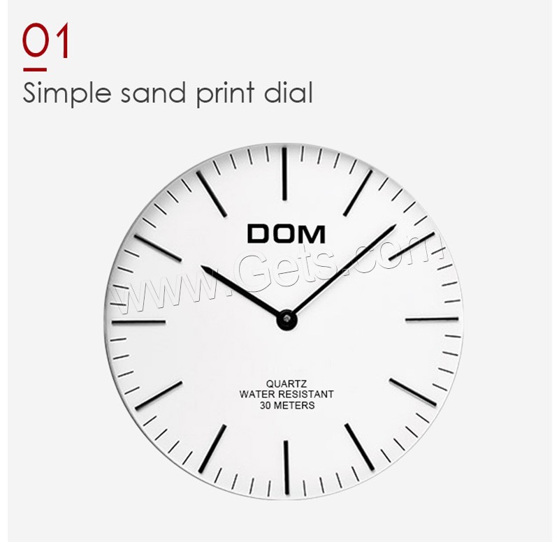 DOM® Collection de montres, acier inoxydable, avec verre & alliage de zinc, mouvement japonais, Placage, Résistant à l’eau de vie & unisexe & normes différentes pour le choix & pour le couple, plus de couleurs à choisir, Vendu par PC