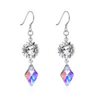 Brass Drop Earring, with Austrian Crystal, real silver plated, for woman & faceted, lead & cadmium free 