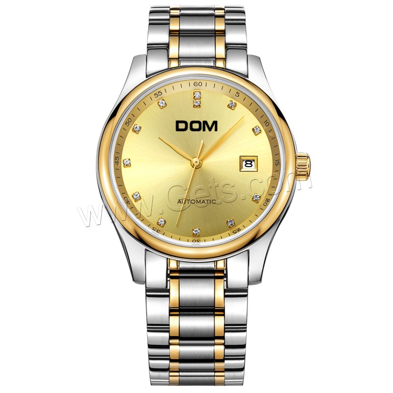 Colección de relojes DOM®, acero inoxidable, con Vidrio, movimiento japonés, chapado, Resistente al agua de la vida & unisexo & diverso tamaño para la opción & para la pareja & con diamantes de imitación, más colores para la opción, Vendido por UD