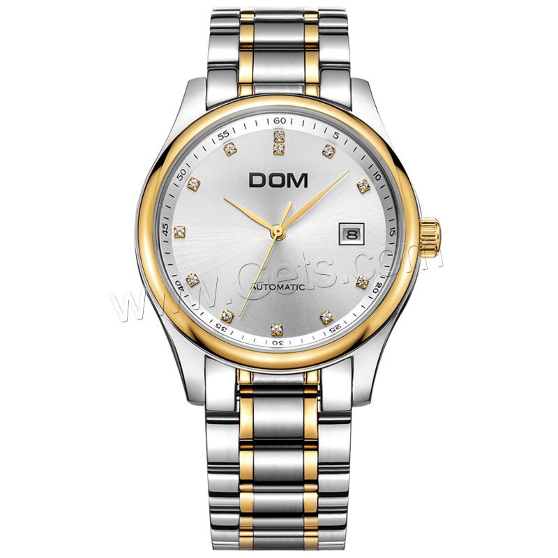 Colección de relojes DOM®, acero inoxidable, con Vidrio, movimiento japonés, chapado, Resistente al agua de la vida & unisexo & diverso tamaño para la opción & para la pareja & con diamantes de imitación, más colores para la opción, Vendido por UD