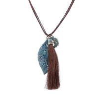 Chaîne en alliage de zinc de fer Collier Pull, avec chaîne de fer & corde en nylon & velours de coton, Plaqué de couleur de bronze antique, bleuissement & chaîne à billes & pour femme, sans plomb et cadmium, 75cm Environ 29.5 pouce, Vendu par brin