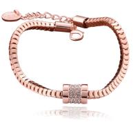 Zinc bracelets en strass en alliage , alliage de zinc, avec 1.9lnch chaînes de rallonge, Plaqué de couleur d'or rose, chaîne de boîte & pour femme & avec strass Environ 7 pouce, Vendu par brin