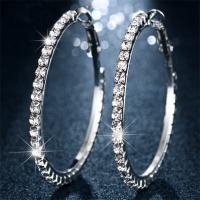 Zinc Alloy Rhinestone Hoop Earring, plated & for woman & with rhinestone 