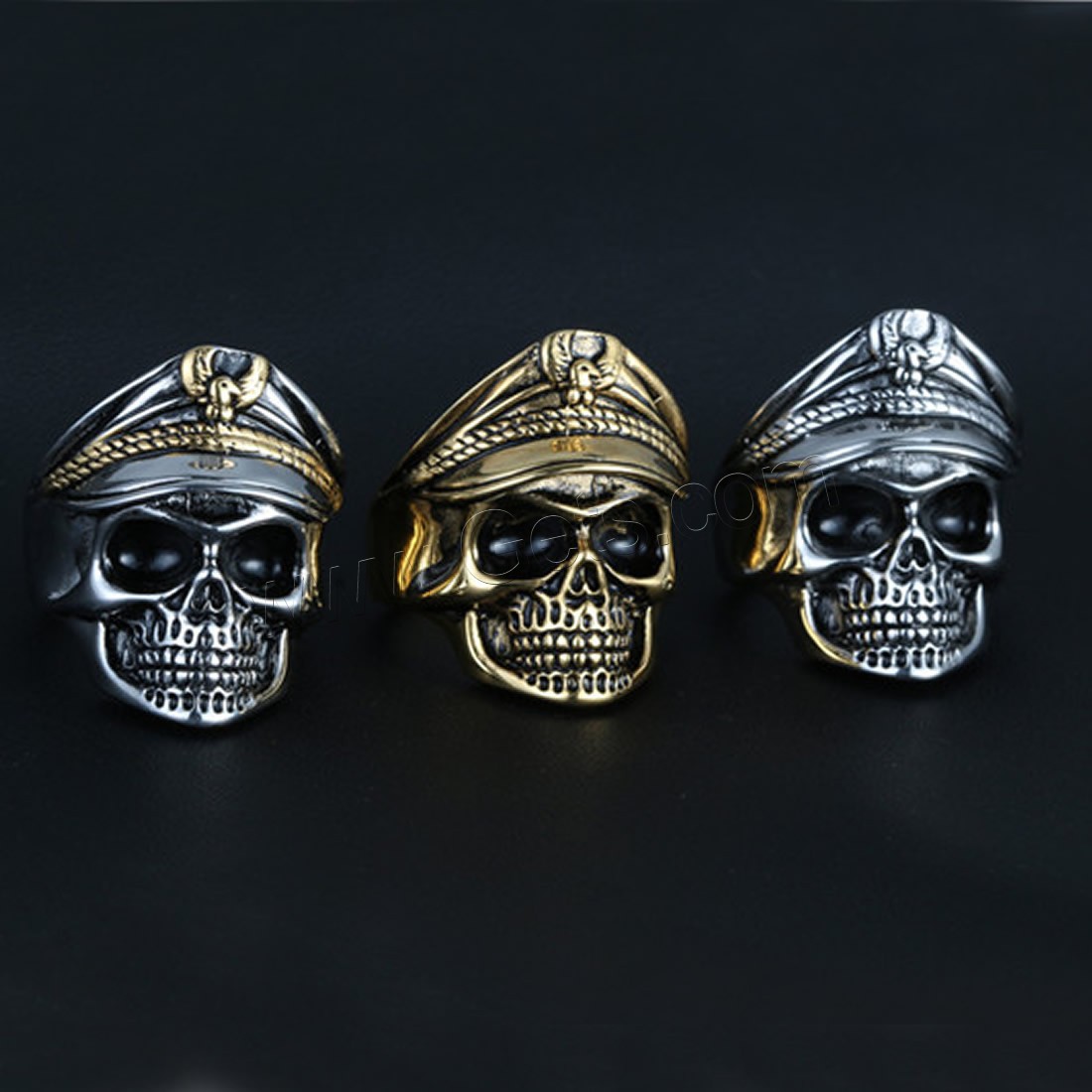 Partículas de acero anillo, acero de titanio cierre magnético, Calavera, chapado, Vintage & estilo punky & diverso tamaño para la opción & para hombre, más colores para la opción, Vendido por UD