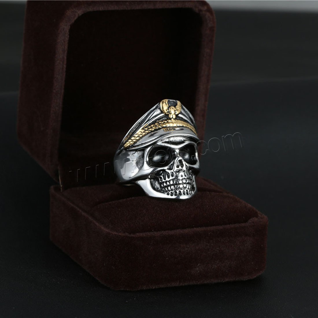 Partículas de acero anillo, acero de titanio cierre magnético, Calavera, chapado, Vintage & estilo punky & diverso tamaño para la opción & para hombre, más colores para la opción, Vendido por UD