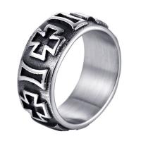 Partículas de acero anillo, con el patrón de la Cruz & diverso tamaño para la opción & para hombre & ennegrezca, 10mm, Vendido por UD