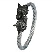 Titanium Steel Cuff Bangle, titanium steel magnetic clasp, Wolf, for man & blacken 5mm, Inner Approx 70mm 