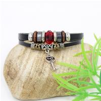 PU Leather Bracelet, with Non Magnetic Hematite & Crystal & Stainless Steel & Zinc Alloy, plated, durable & Unisex 195mm Approx 7.5 Inch 