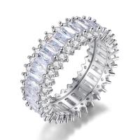 Befestigter Zirkonia Messingring Fingerring, Messing, platiniert, unisex & verschiedene Größen vorhanden & Micro pave Zirkonia, frei von Nickel, Blei & Kadmium, verkauft von PC