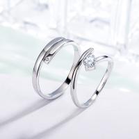 925er Sterling Silber Open -Finger-Ring, versilbert, unisex & einstellbar & verschiedene Größen vorhanden & verschiedene Stile für Wahl & für paar & mit Strass, Größe:6, verkauft von PC