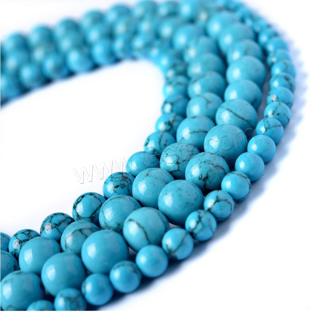 Perles en Turquoise synthétiques, Rond, naturel, normes différentes pour le choix, bleu, Longueur:Environ 15.7 pouce, Vendu par brin