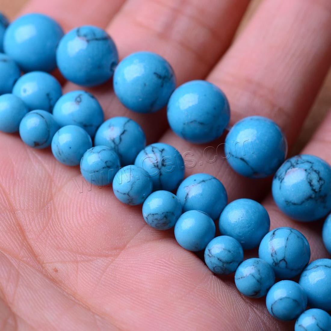 Perles en Turquoise synthétiques, Rond, naturel, normes différentes pour le choix, bleu, Longueur:Environ 15.7 pouce, Vendu par brin