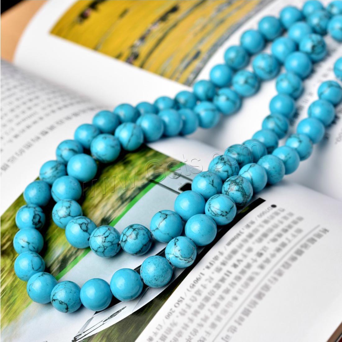 Perles en Turquoise synthétiques, Rond, naturel, normes différentes pour le choix, bleu, Longueur:Environ 15.7 pouce, Vendu par brin