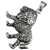 Pendentifs d'animaux en acier inoxydable , lion, avec strass & noircir Environ Vendu par PC