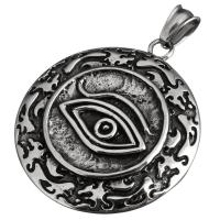 acier inoxydable Pendentif, Plat rond, motif de mauvais œil & noircir Environ Vendu par PC