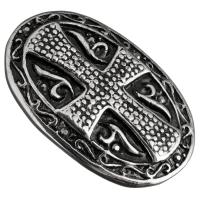 Stainless Steel Pendants, Flat Oval, with cross pattern & blacken Approx 