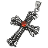 Stainless Steel Cross Pendants, with rhinestone & blacken Approx 