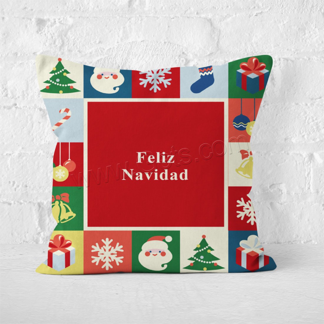 Funda de almohada, felpa, Cuadrado, estampado, Sostenible & Joyas de Navidad & diverso tamaño para la opción & diferentes patrones para la opción, Vendido por UD