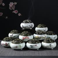 Incense Smoke Flow Backflow Holder Ceramic Incense Burner, Porcelain, with Zinc Alloy, antique bronze color plated, durable 