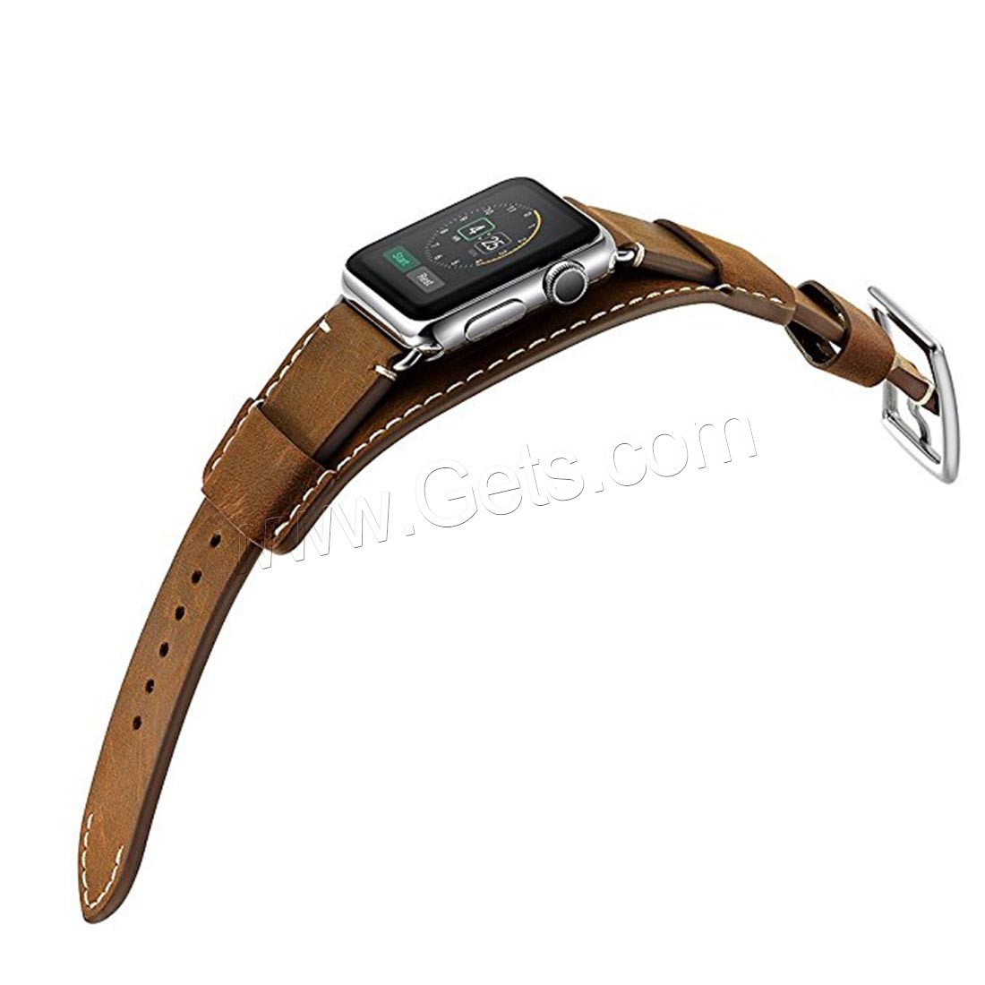 Bande de montre en acier inoxydable, Cuir, avec acier inoxydable, pour Apple Watch & normes différentes pour le choix, plus de couleurs à choisir, Longueur:Environ 7.4 pouce, Vendu par PC