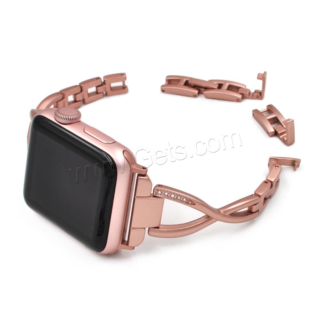 Edelstahl Uhrenarmband, Rósegold-Farbe plattiert, zu Apple Watch & verschiedene Größen vorhanden, frei von Nickel, Blei & Kadmium, Länge:ca. 6.8 ZollInch, verkauft von PC