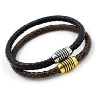 Leder Armband, Zinklegierung Magnetverschluss, plattiert, unisex & Emaille, keine, 6mm, Länge:ca. 8.6 ZollInch, verkauft von Strang