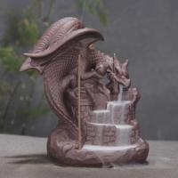 Incense Smoke Flow Backflow Holder Ceramic Incense Burner, Purple Clay, Dinosaur, durable 