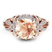 Anneau de cuivre de Zircon, laiton, Plaqué de couleur d'or rose, normes différentes pour le choix & pour femme & avec zircone cubique, 6mm, 7mm, Vendu par PC