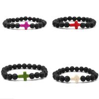 Lava Bracelet, with Resin, Cross, Unisex 8mm Approx 8 Inch 