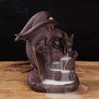 Incense Smoke Flow Backflow Holder Ceramic Incense Burner, Purple Clay, Dragon, durable 