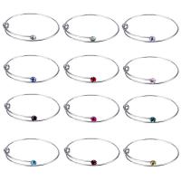 Brazalete de aleación de Zinc de imitación de diamantes, chapado en color de platina, ajustable & para mujer & con diamantes de imitación, más colores para la opción, diámetro interior:aproximado 65mm, Vendido por Sarta