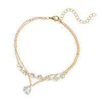 aleación de zinc Pulsera, con Cristal, con 1.96 Inch extender cadena, chapado, Doble capa & pulsera del encanto & cadena oval & diferentes estilos para la opción & para mujer & facetas, más colores para la opción, longitud:aproximado 7 Inch, Vendido por Sarta