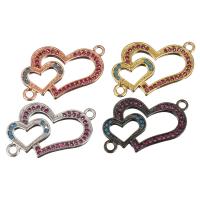 Cubic Zirconia Micro Pave Brass Connector, Heart, plated, micro pave cubic zirconia & 1/1 loop Approx 2mm 