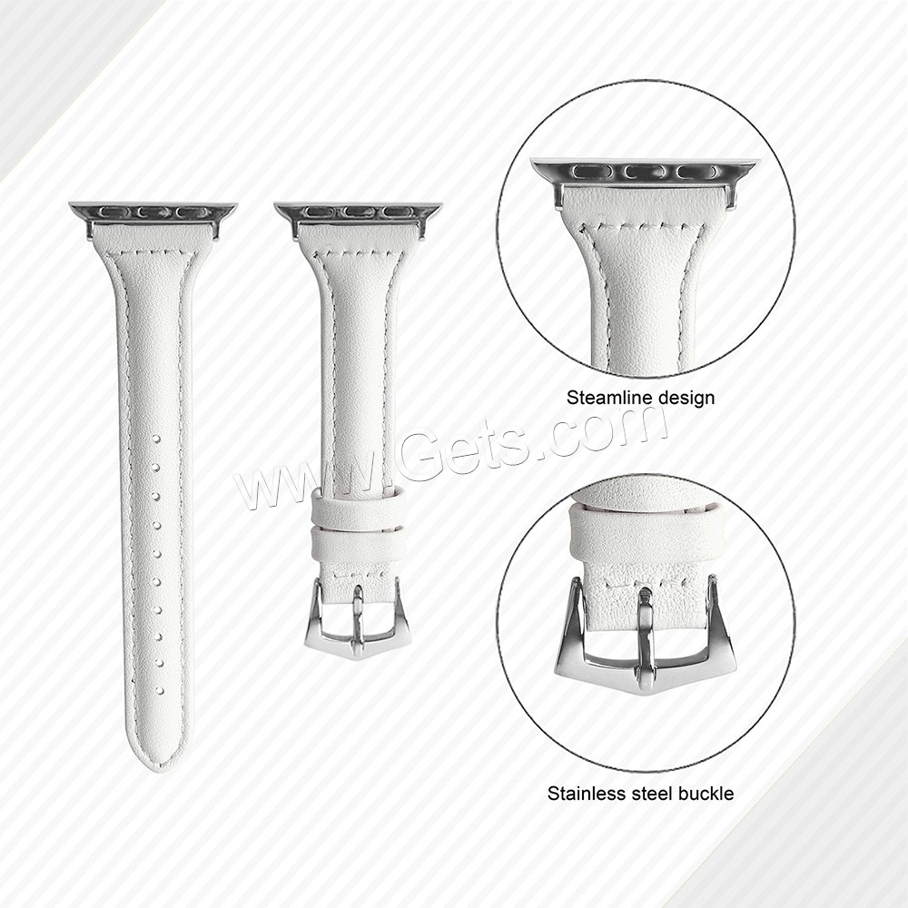 Кожа ремешок для часов, с нержавеющая сталь, для яблоко часы & Мужская & разный размер для выбора, Много цветов для выбора, длина:Приблизительно 8 дюймовый, продается PC