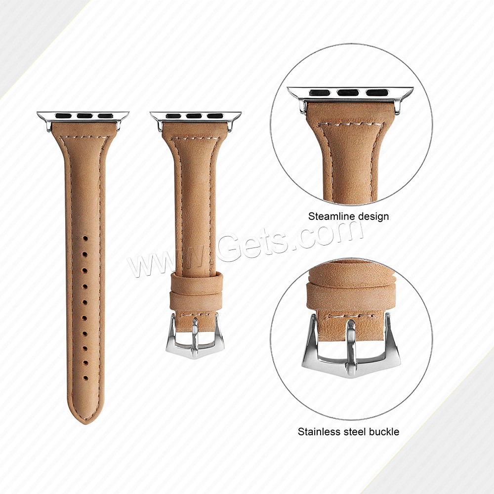Кожа ремешок для часов, с нержавеющая сталь, для яблоко часы & Мужская & разный размер для выбора, Много цветов для выбора, длина:Приблизительно 8 дюймовый, продается PC