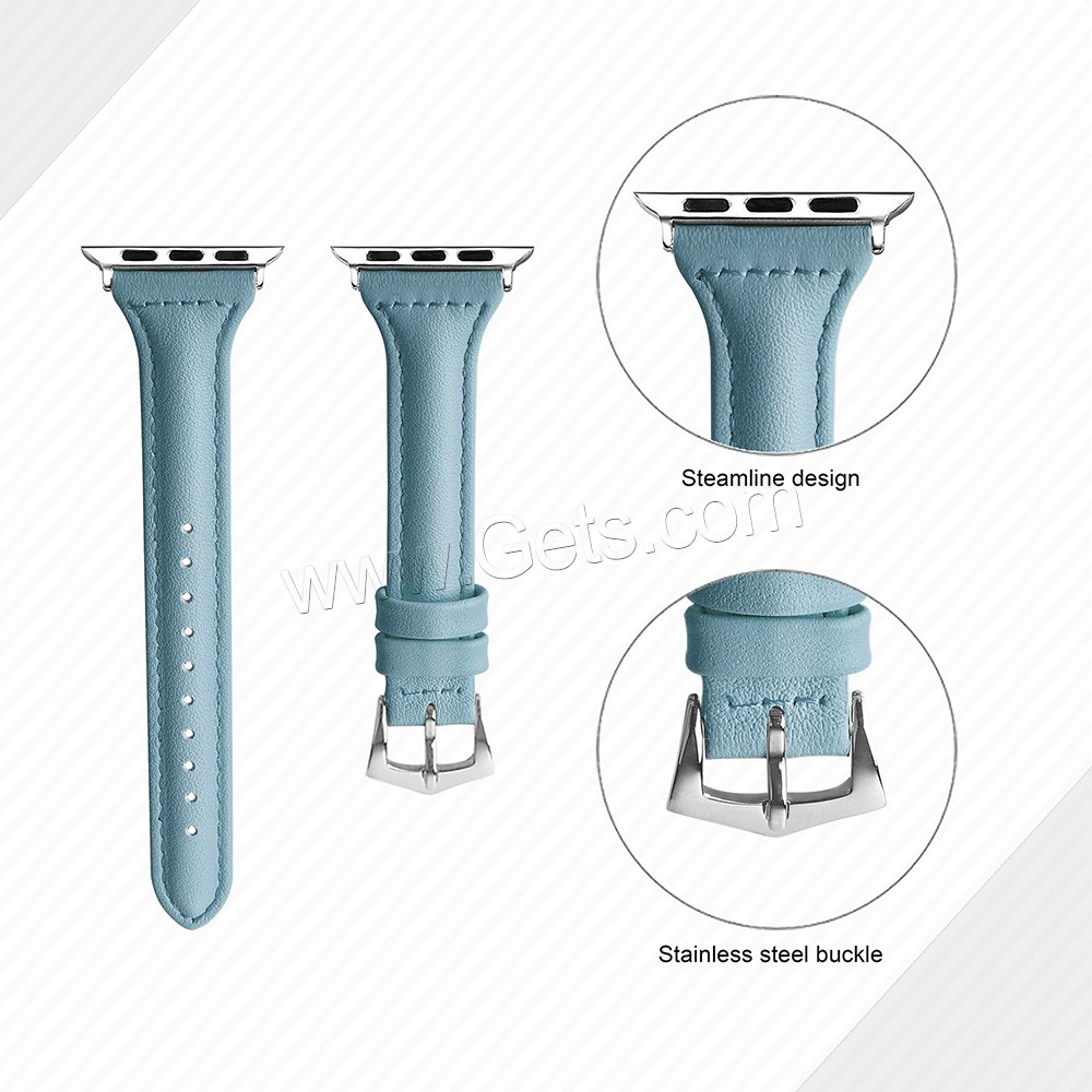 Leder Uhrband, mit Edelstahl, für Apfel-watch & unisex & verschiedene Größen vorhanden, keine, Länge:ca. 8 ZollInch, verkauft von PC