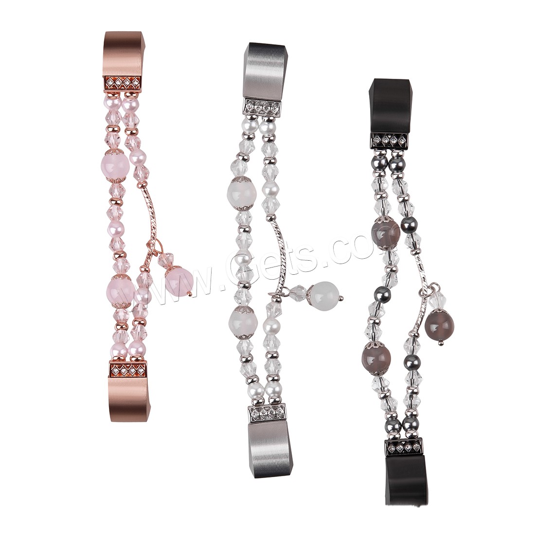 Stainless Steel Watch Band, plated, for Fitbit alta HR & different length for choice & different materials for choice & for woman & with rhinestone & 2-strand, Sold By PC