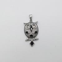 Pendentifs d'animaux en acier inoxydable , hibou, unisexe & émail & avec strass, couleur originale Environ 2-4mm, Vendu par PC