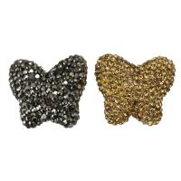 Perles d'argile Pave strass, Clay Pave, papillon, avec strass, plus de couleurs à choisir, 24-26x22-23x10-12mm Environ 0.5mm, Vendu par PC