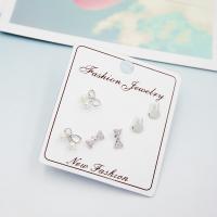 Messing Ohrstecker Set, Sterling Silber Stecker, für Frau, 7x3mm, 5x6mm, 5x7mm, 3PaarePärchen/setzen, verkauft von setzen