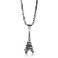 Stainless Steel Jewelry Necklace, Tower, Unisex & box chain & blacken, original color Approx 21.5 Inch 