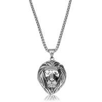 Stainless Steel Jewelry Necklace, Lion, Unisex & box chain & blacken, original color Approx 21.5 Inch 